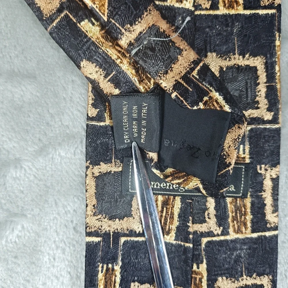 Vintage Ermenegildo Zegna Tie Mens Abstract Geometric Silk Made In‎ Italy